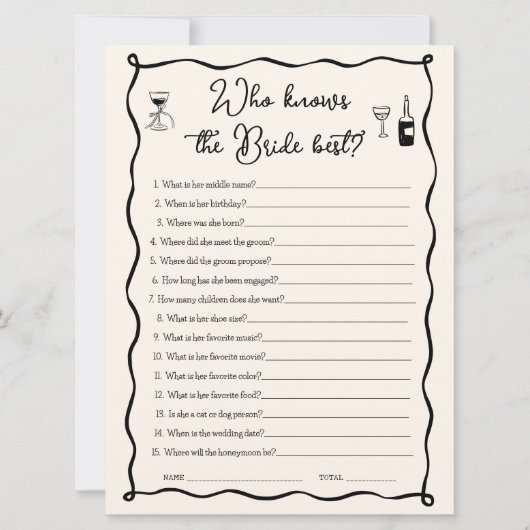 Wer die Bride Best Game Card kennt, weiß das auch. Einladung (Vorderseite)