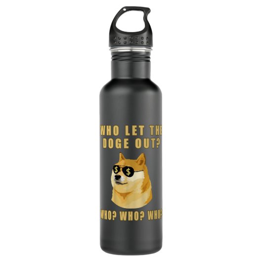 Wer die Doge gelassen hat, wer Dogecoin Hund Edelstahlflasche (Vorderseite)
