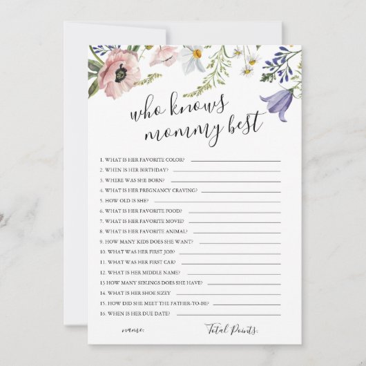 Wer die Mama Best Baby Shower Game Card kennt Einladung (Vorderseite)