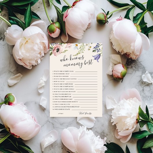 Wer die Mama Best Baby Shower Game Card kennt Einladung