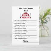 Wer die Mama Best GRILLEN Baby Shower Game Card ke Einladung (Stehend Vorderseite)
