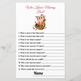 Wer die Mama Best Vikings Baby Shower Game Card ke
