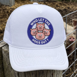 Wer die Schweine heraus ließ - Cartoon-Schwein-Hut Truckerkappe