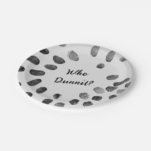 "Wer Dunnit?" Birthday Murder Mystery Pappteller (Schrägansicht)