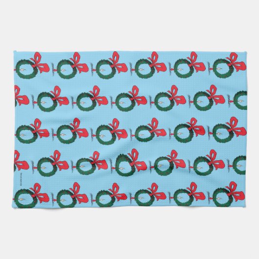 Wer durch den Weihnachtskranz schaut Geschirrtuch (Horizontal)