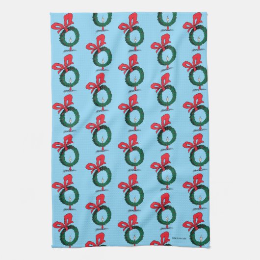 Wer durch den Weihnachtskranz schaut Geschirrtuch (Vertikal)