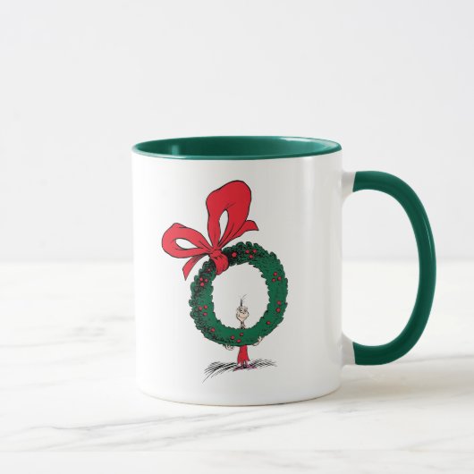 Wer durch den Weihnachtskranz schaut Tasse (Rechts)