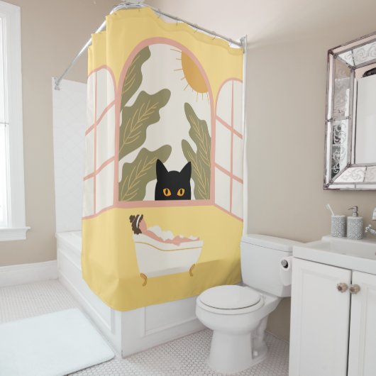 Wer durchs Fenster schaut Duschvorhang (Beispiel)