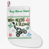 Wer eine Pferdeschlitten Dirtbike Kleiner Weihnachtsstrumpf (Vorderseite)