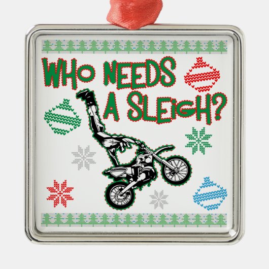 Wer eine Pferdeschlitten Dirtbike Silbernes Ornament (Vorne)