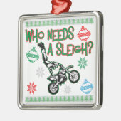 Wer eine Pferdeschlitten Dirtbike Silbernes Ornament (Links)