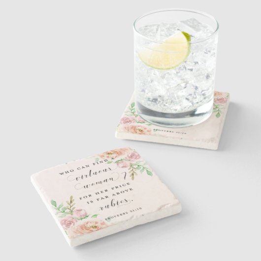 Wer einen rechtschaffenen Frauen-Untersetzer Steinuntersetzer (Seitenansicht)