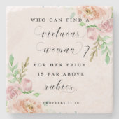 Wer einen rechtschaffenen Frauen-Untersetzer Steinuntersetzer (Vorderseite)