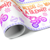 Wer einen Sleigh Dirtbike Race Weihnachtskraut bra Geschenkpapier (Rolleneckpunkt)