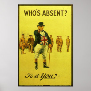 Wer fehlt? Bist du es? Vintage Einstellungsposten Poster