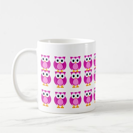 Wer? Frau Owl Cartoon Mug Kaffeetasse (Links)
