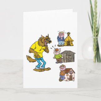 Wer fürchtet den Big Bully Wolf? Grußkarte Karte