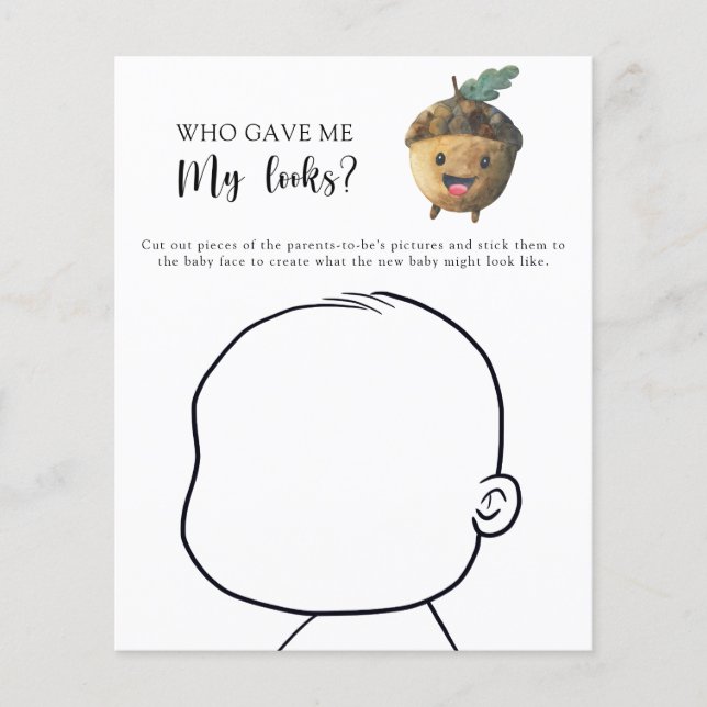 Wer gab mir mein Aussehen-Baby-Duschspiel? (Vorderseite)