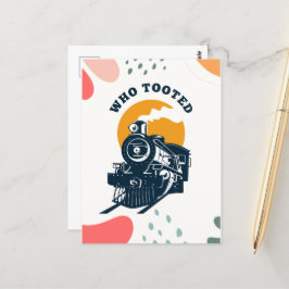 Wer getootet hat, Dampfzug und Eisenbahnlokomotive Postkarte