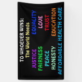 Wer gewinnt, der braucht Gerechtigkeit, Frieden Banner (Vertikal)