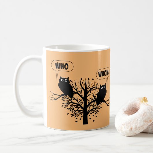 Wer Grammar Owls English Style Spaß Kaffeetasse (Mit Donut)