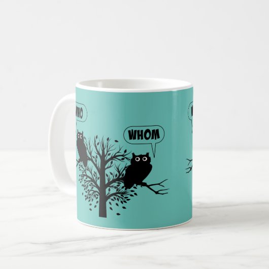 Wer Grammar Owls English Style Spaß Kaffeetasse (Vorderseite Links)