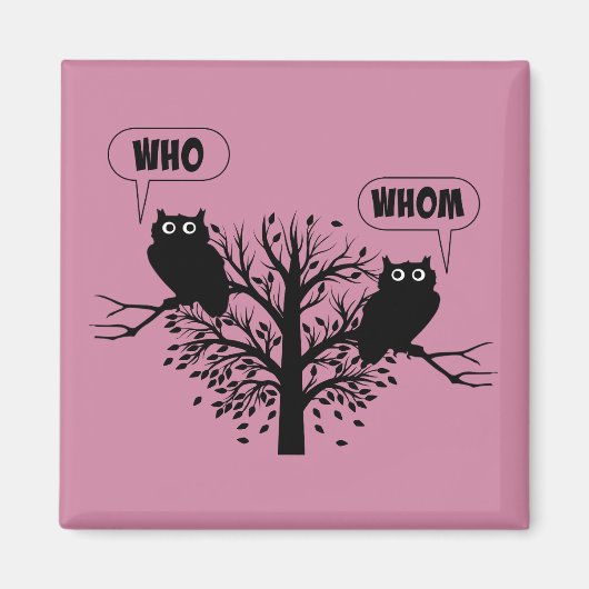 Wer Grammar Owls English Style Spaß Magnet (Vorne)