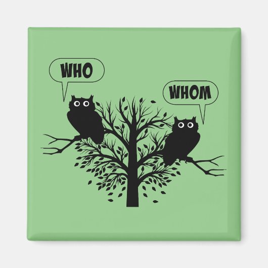 Wer Grammar Owls English Style Spaß Magnet (Vorne)