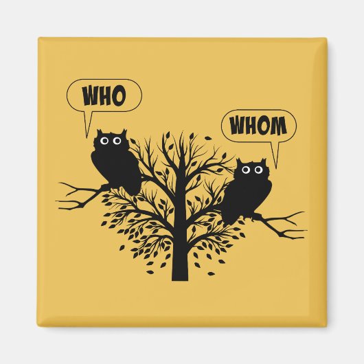 Wer Grammar Owls English Style Spaß Magnet (Vorne)