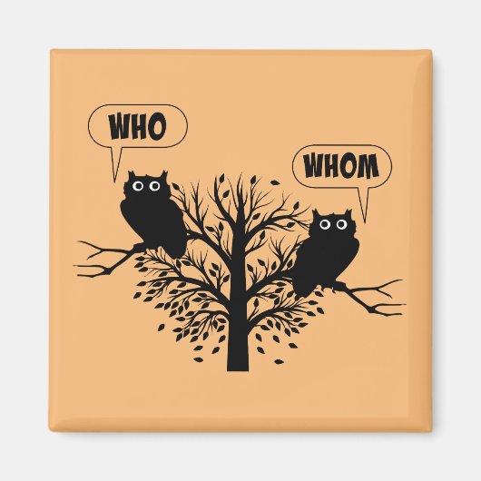 Wer Grammar Owls English Style Spaß Magnet (Vorne)