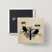 Wer Grammar Spaß Owls Button (Vorne & Hinten)