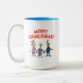 Wer hält Händchen Frohe Grinch Weihnachten Zweifarbige Tasse (Links)