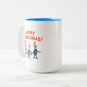 Wer hält Händchen Frohe Grinch Weihnachten Zweifarbige Tasse (Vorderseite Links)