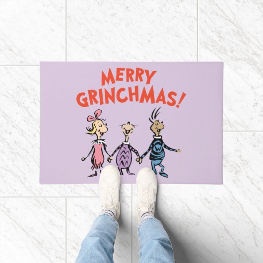 Wer hält Händchen Frohe Grinchmas Fußmatte (Indoor)