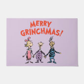 Wer hält Händchen Frohe Grinchmas Fußmatte (Vorderseite)