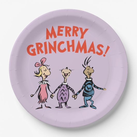Wer Händchen hält, frohe Grinchmas Pappteller (Vorderseite)