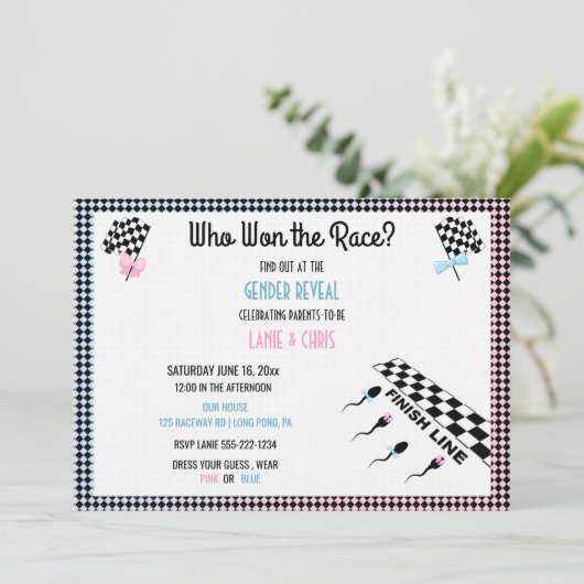 Wer hat das Rassengeschlecht aufgedeckt Funny Sper Einladung (Stehend Vorderseite)