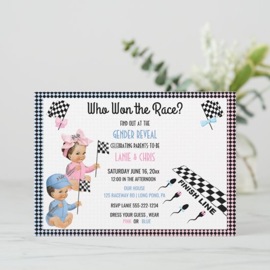 Wer hat das Rassengeschlecht aufgedeckt Funny Sper Einladung (Stehend Vorderseite)