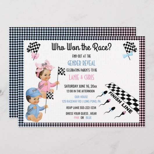 Wer hat das Rassengeschlecht aufgedeckt Funny Sper Einladung (Vorne/Hinten)