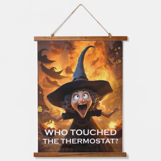 Wer hat das Thermostat angefasst? Wandteppich Mit Holzrahmen (Vorderseite)