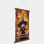 Wer hat das Thermostat angefasst? Wandteppich Mit Holzrahmen (Gewinkelt)