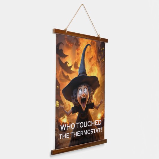 Wer hat das Thermostat angefasst? Wandteppich Mit Holzrahmen (Gewinkelt)