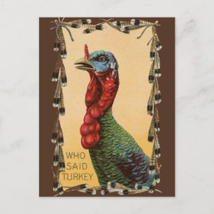 Wer hat die Türkei gesagt? Funny Erntedank Postcar Feiertagspostkarte