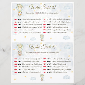 Wer hat es gesagt? Baby Shower Game