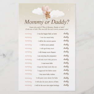Wer hat es gesagt Pinker Teddybär Baby Shower Spie Flyer