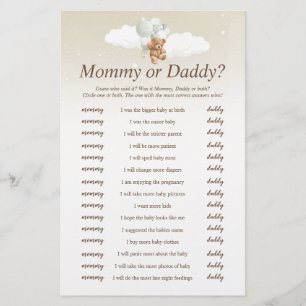 Wer hat es gesagt Sage Teddybär Baby Shower Spiel Flyer
