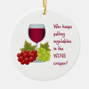 Wer hat Gemüse in die Weinkiste gesteckt?  Funny Keramikornament