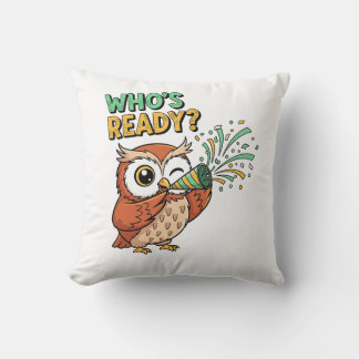 Wer ist bereit? – Party Owl Weihnachtsedition Kissen