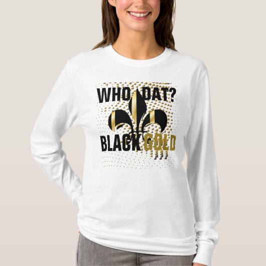 Wer ist da? Schwarze Goldherzen/Lilie T-Shirt (Vorderseite)