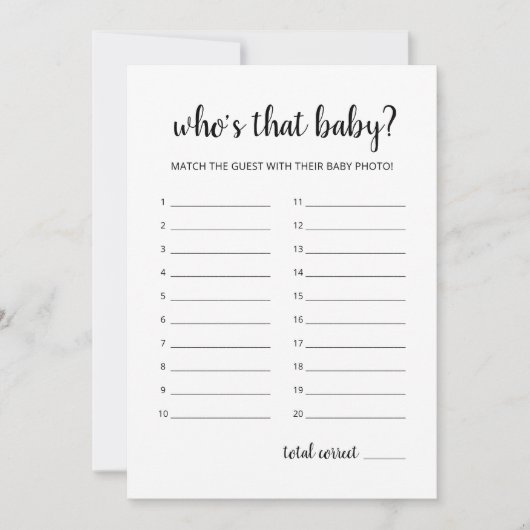 Wer ist das Baby da? Game Baby Dusche Party Card Einladung (Vorderseite)